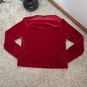 Land’s End Red Velvet Holiday Blouse - Petite Large